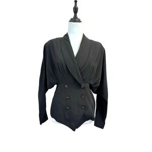 VTG Union Made Michael Blair Black‎ Double Breasted Blazer Medium Gold Buttons